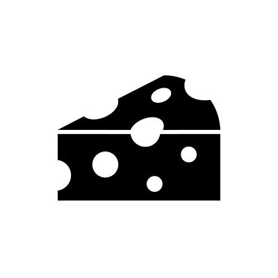 Cheese black icon on white background. Piece of ch