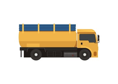 化粪池卡车。简单的平面插图