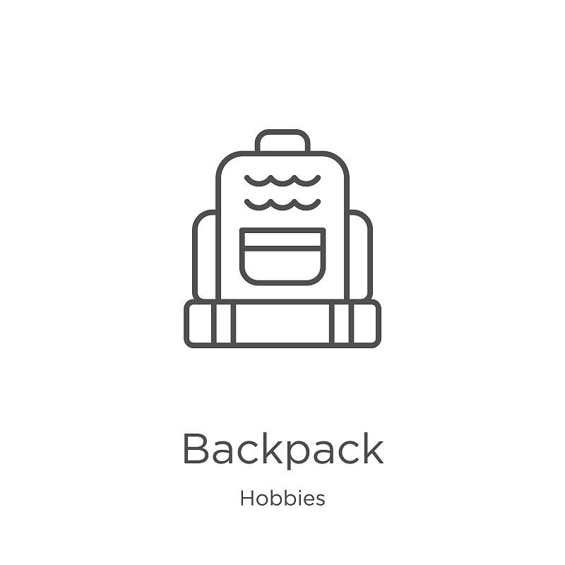 backpack icon vector from hobbies collection. Thin