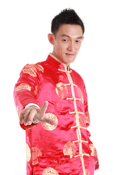 在白色的背景下，祝福亚洲华人新年