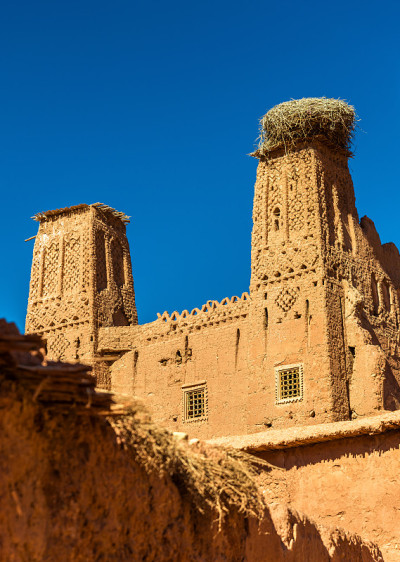 Bou Tharar村的Kasbah。摩洛哥，玫瑰谷