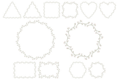 Floral frame set for celebration design with branc
