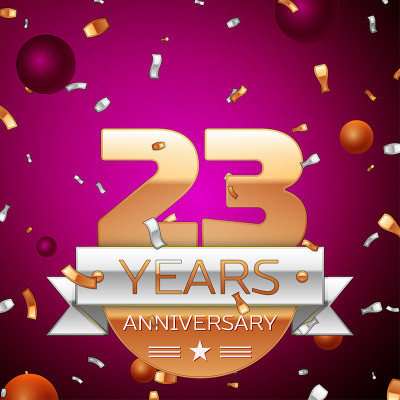 Realistic Twenty three 23 Years Anniversary Celebr