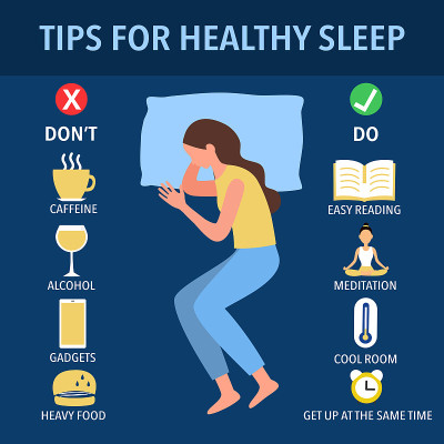 健康睡眠信息图表与有用的建议在平面设计。
