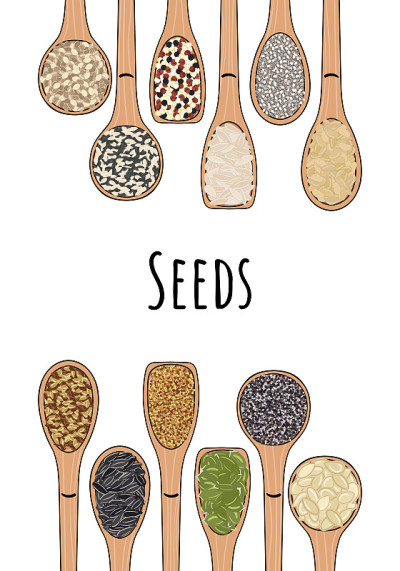 Set of seeds in spoon