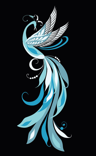 Drawing of a blue fabulous bird
