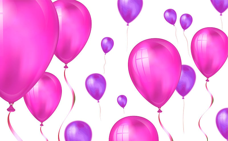 Glossy pink color Flying helium Balloons backdrop 