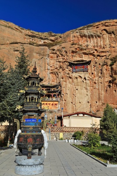 马司-马蹄寺千佛石窟段。Zhangye-Gansu省-中国- 0918