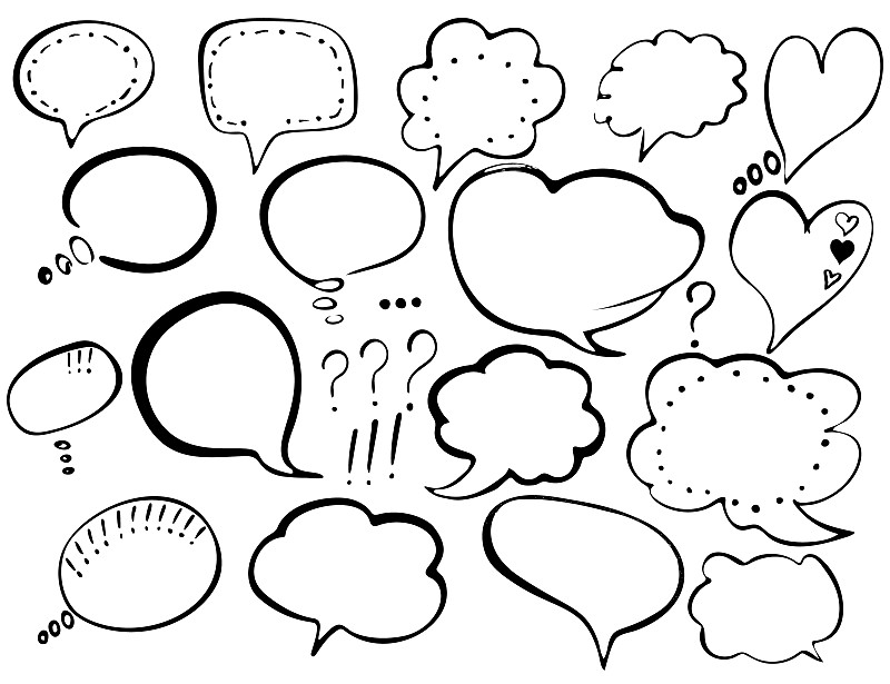 Speech Bubble. Hand-drawn painted speech bubbles f