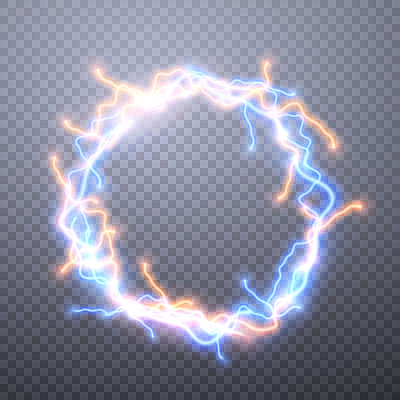 Realistic lightnings with transparency for design.