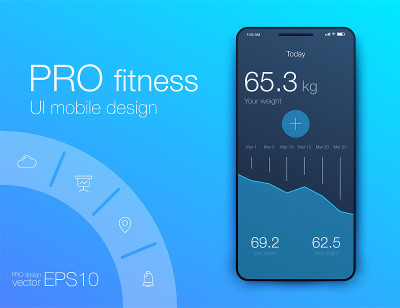Fitness app. Ui ux design. UI design concept with 