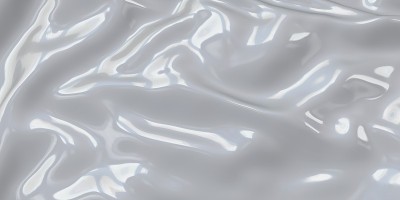 白色塑料皱皱硅胶片皱皱背景缺口橡胶片3D插图