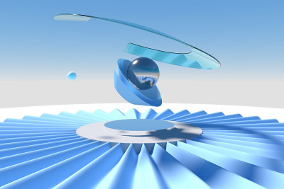 3d渲染，蓝色创意图形