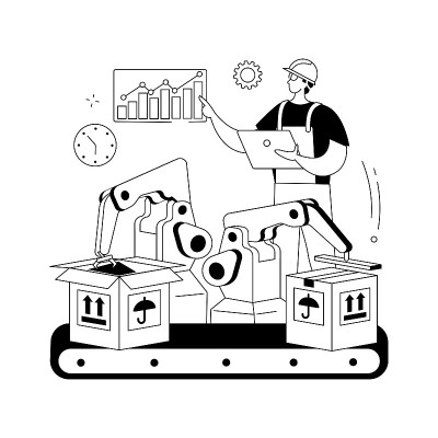 劳动替代抽象概念矢量插图。