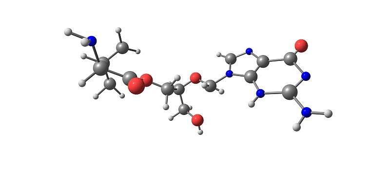 缬更昔洛韦分子结构分离于白色