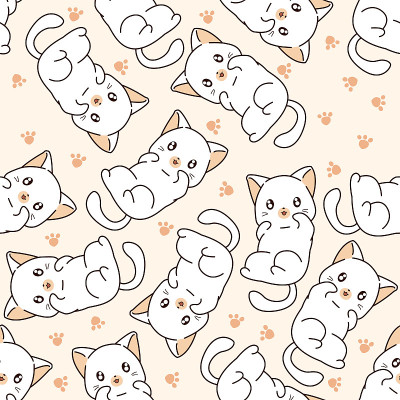无缝小猫图案。