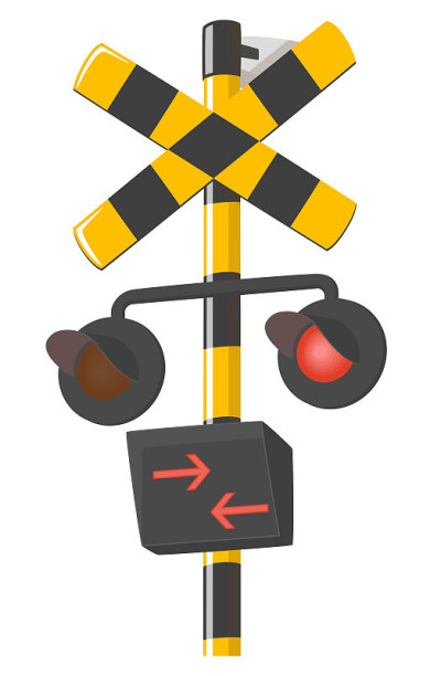 铁路平交道。打开右边的灯。