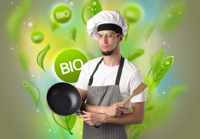生物离开概念和厨师肖像