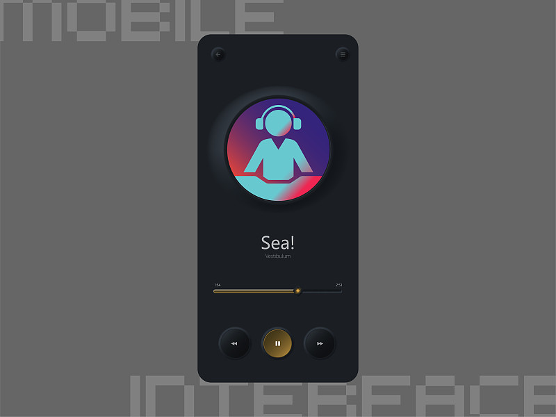 Music Player neumorphic design kit with neumorphis