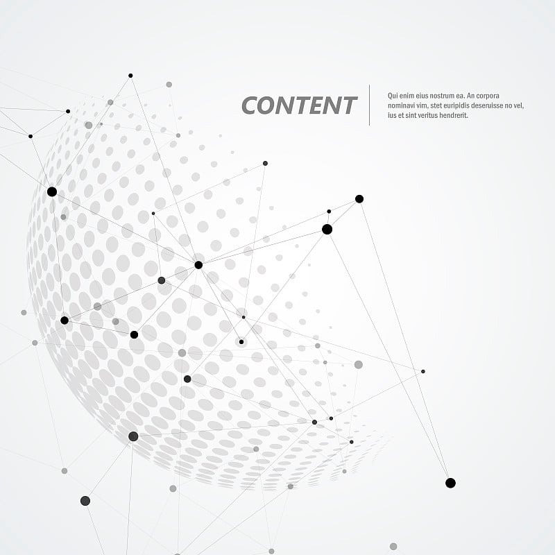 矢量通讯半色调球体与世界地球仪和连接概念设计