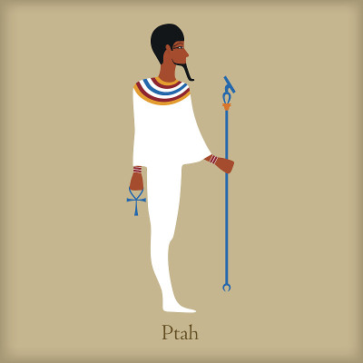 Ptah，创造之神图标，扁平风格