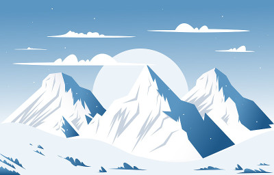 雪高峰山冰冻冰自然景观冒险插图