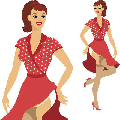 美丽的别针女孩50年代风格。