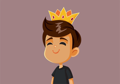 戴着皇冠的小男孩矢量卡通插图