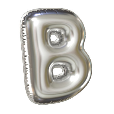 银色气球字体3d渲染，字母B