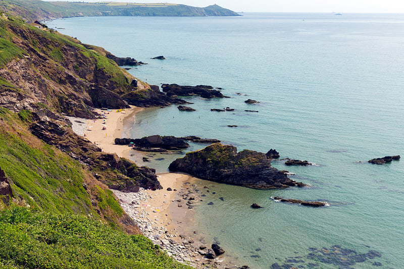 英国，康沃尔海岸，白沙湾海滩