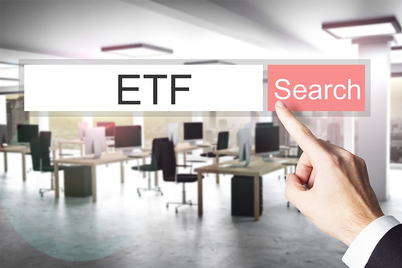 websearch etf红色搜索按钮办公室3D插图