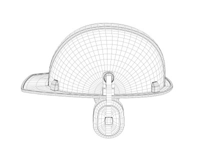 3d模型安全帽线框，耳机隔离