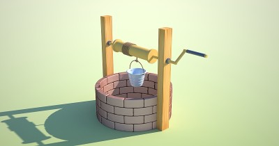 3d渲染的水井。