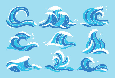 海浪蓝色集海水aqua设计向量
