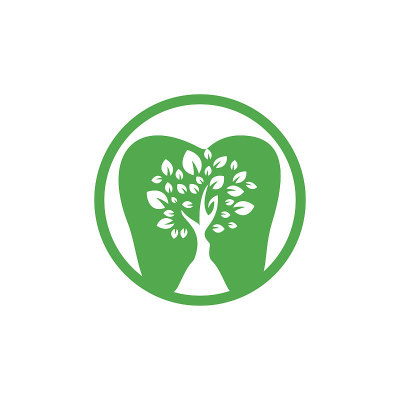 牙科树矢量标志设计模板。