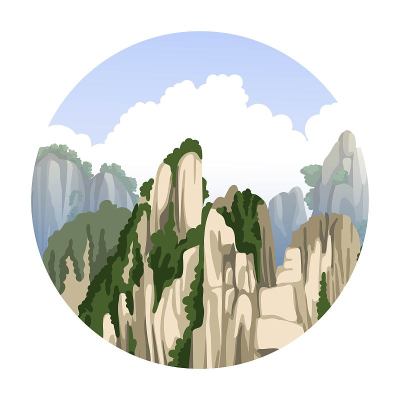 中国山脉景观与大云。亚洲自然。