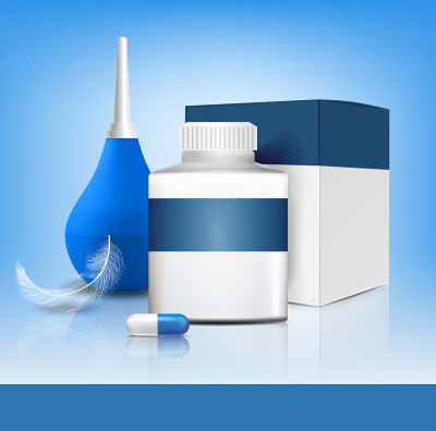 Hemorrhoids Pills And Tool Advertising Poster Vect