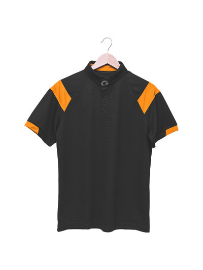 Black blank polo shirt isolated on white backgroun