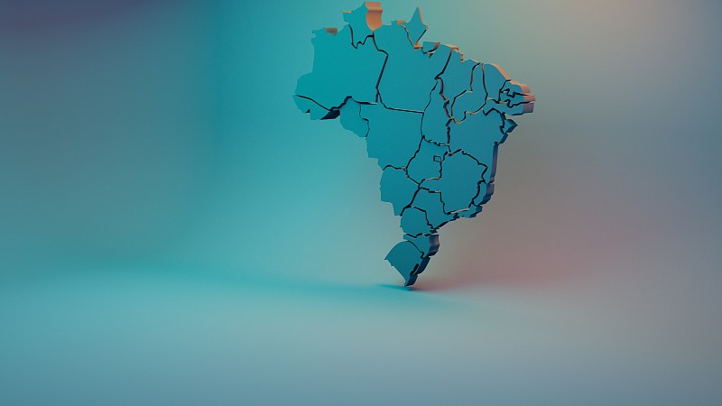 3D巴西地图与州