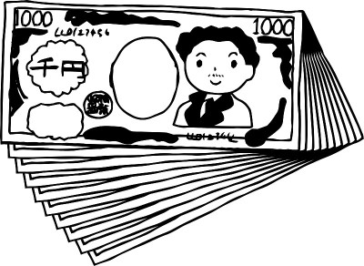 Bunch of  Cute hand-painted Japanese 1000 yen note