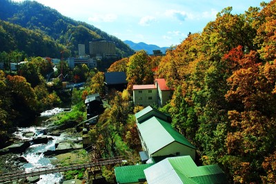 秋景北海道、札幌、中赞井温泉