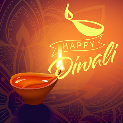 Post card for Diwali festival with realistic india