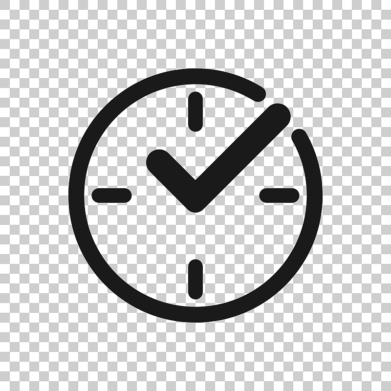 Real time icon in transparent style. Clock vector 