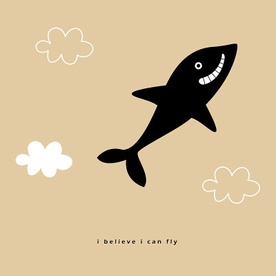 fish can fly vector
