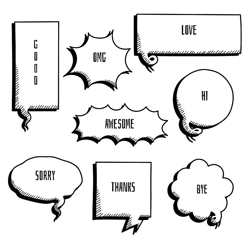 collection set of blank black and white hand draw_模板素材-稿定设计