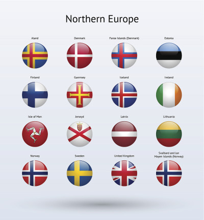 Northern Europe Round Flags Collection