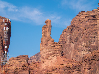 露头地质构造，在冬季公园，在沙特阿拉伯的Al Ula