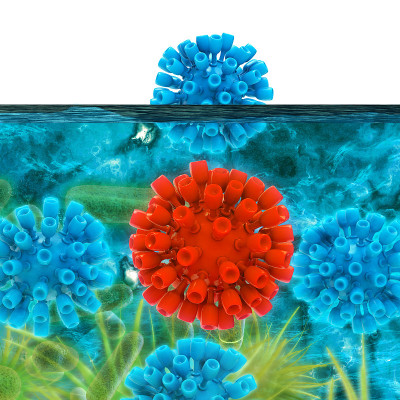 细菌在水- 3d渲染插图