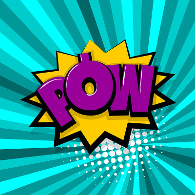 Pow，漫画文字径向背景
