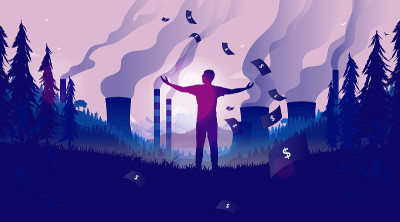 Profits from pollution - Man enjoying the view fro